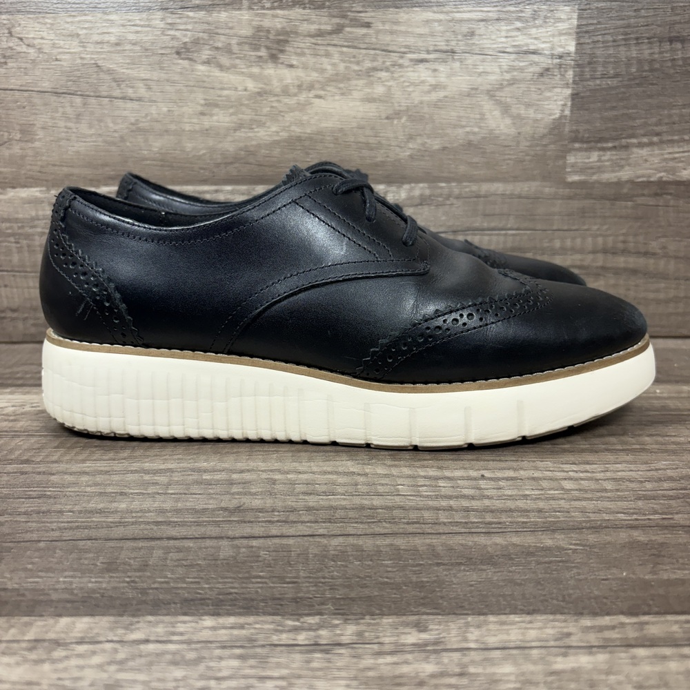 Cole Haan Grand City Platform Wingtip Oxford Black Womens Size 9.5 Sneakers